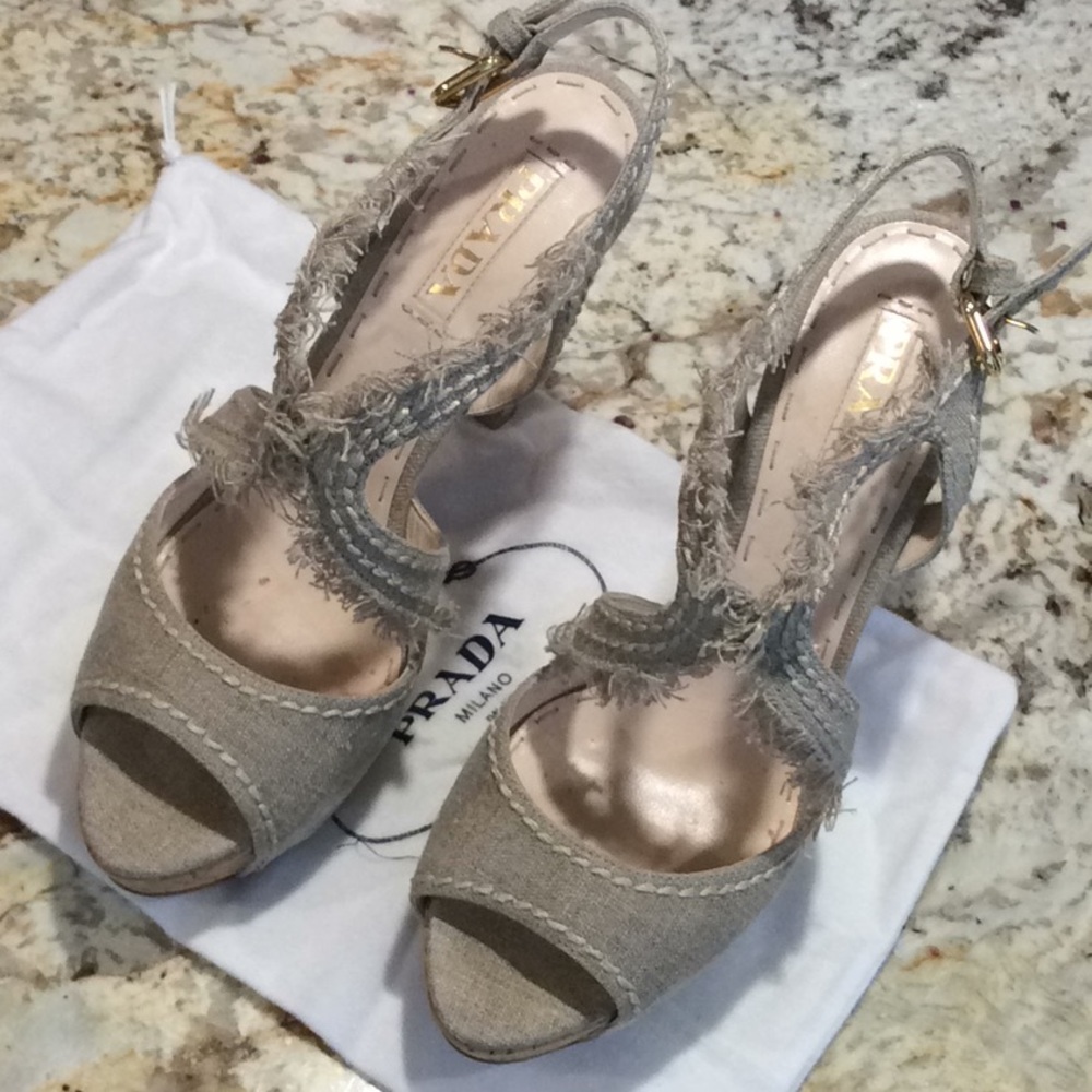 Super Cute PRADA Sandals w cork wedge & strap. - Picture 3 of 8